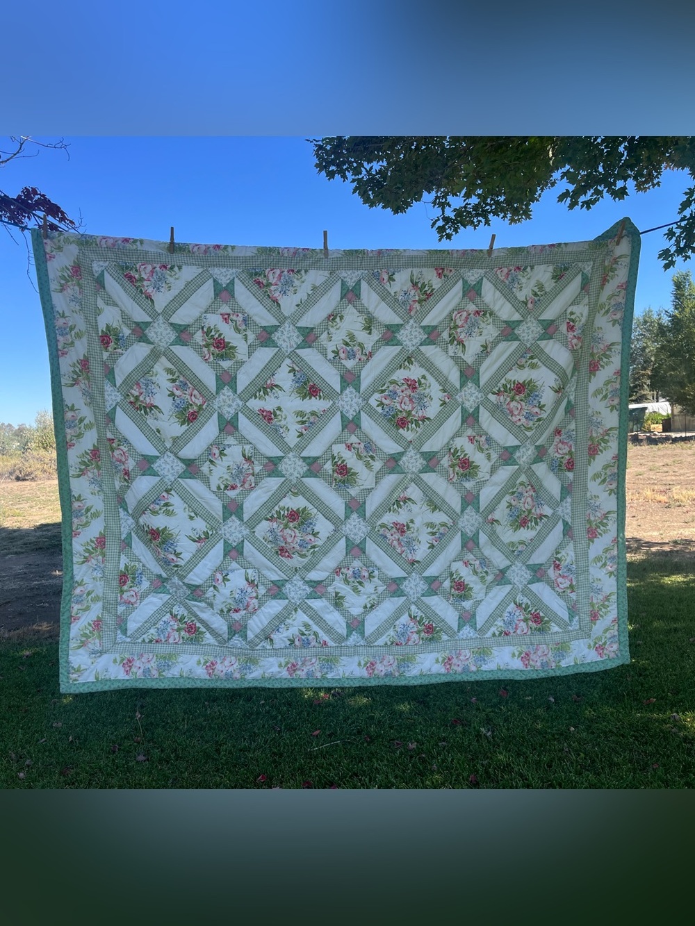 Quilt. Hand and machine quilted. Two pillow shams.